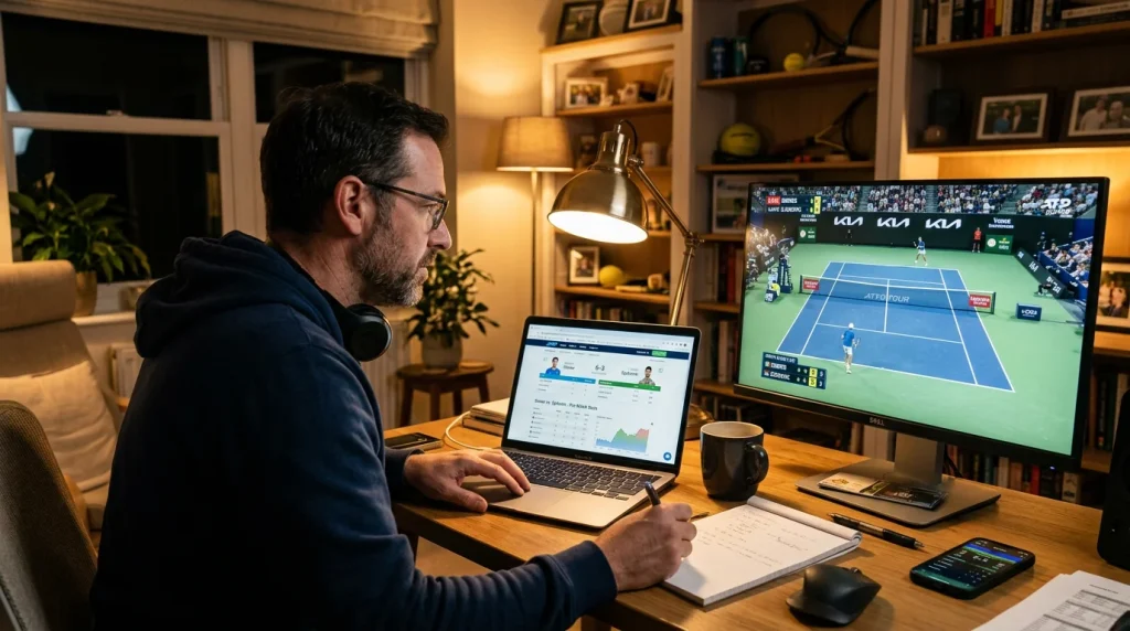 Vergelijking tussen pre-match en live wedden op tennis met timing en odds